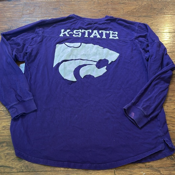 Kansas state Purple Long Sleeve Shirt with Logo -some stains - Picture 6 of 8